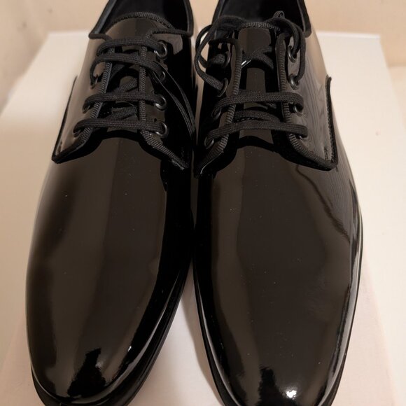 Glossy Black Oxford Shoes with Patent Leather and Closed Lacing main image 5